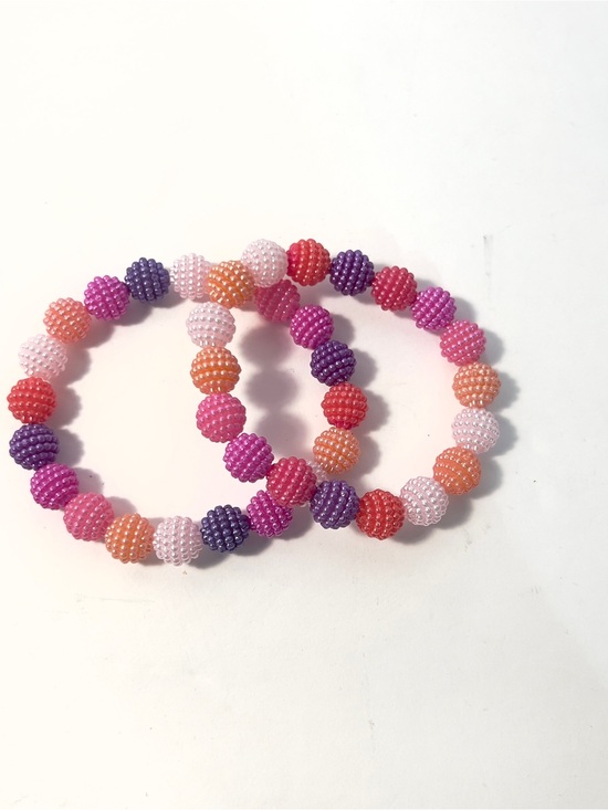 Handmade Jewelry - Handmade Pink & Purple Beaded Stretch Bracelets Set | Chunky Bubblegum Stack